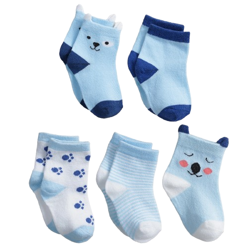 Blue Bear Socks – Mjuka Barnstrumpor med Blå Björn & Gulligt Tassmotiv