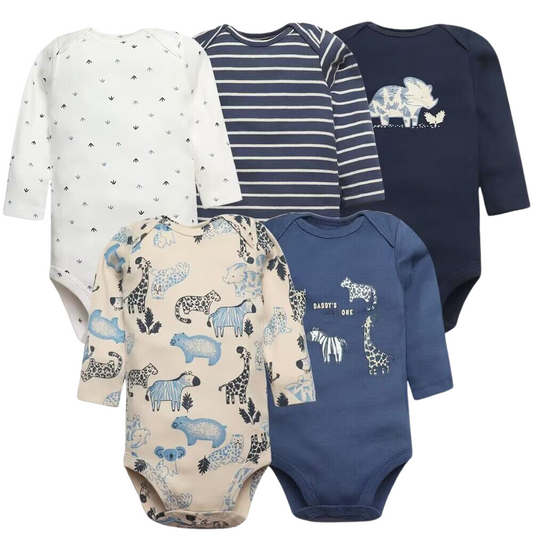 Wild Ones Bodysuits – Set med 5 Långärmade Bodys för Barn