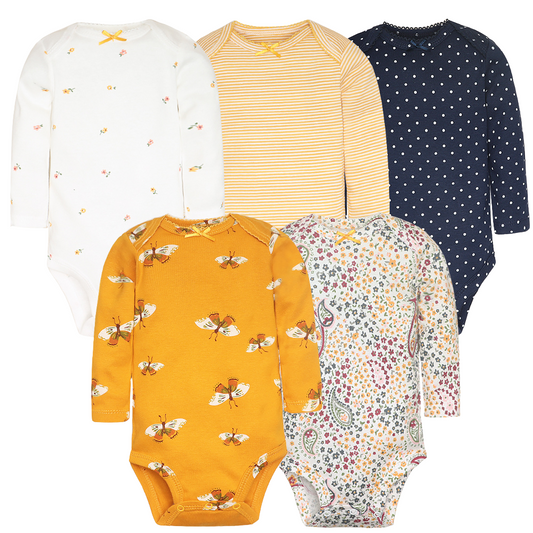 Spring Joy Bodysuits – Set med 5 Långärmade Bodys för Barn