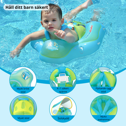Sunny Float – Uppblåsbar Badring med Solskydd för Bebis