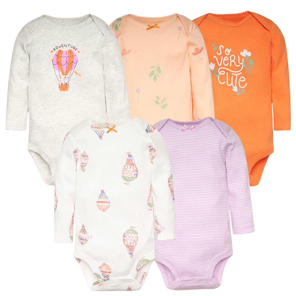 Up & Cute Bodysuits – Set med 5 Långärmade Bodys för Barn