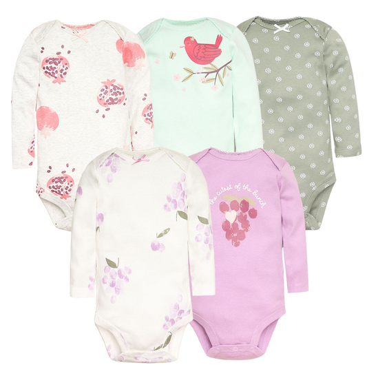 Sweet Nature Bodysuits – Set med 5 Långärmade Bodys för Barn