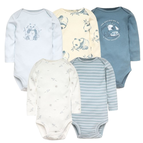 Nordic Adventure Bodysuits – Set med 5 Mjuka Bodys för Barn