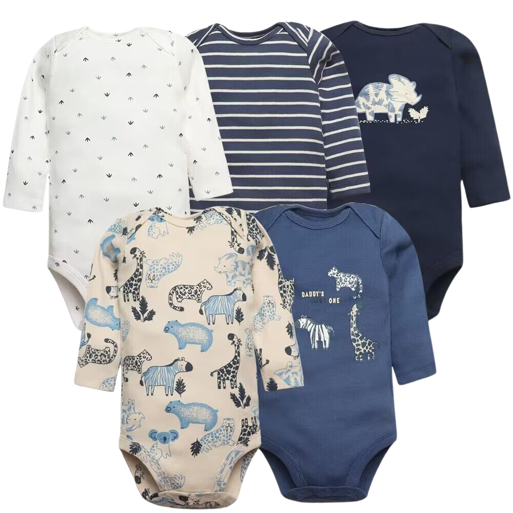 Wild Ones Bodysuits – Set med 5 Långärmade Bodys för Barn