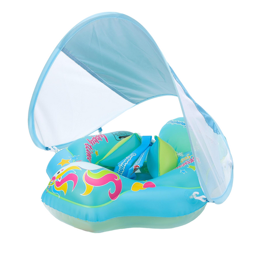 Sunny Float – Uppblåsbar Badring med Solskydd för Bebis
