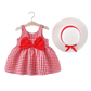 Somrig babyklänning med rosett & matchande hatt