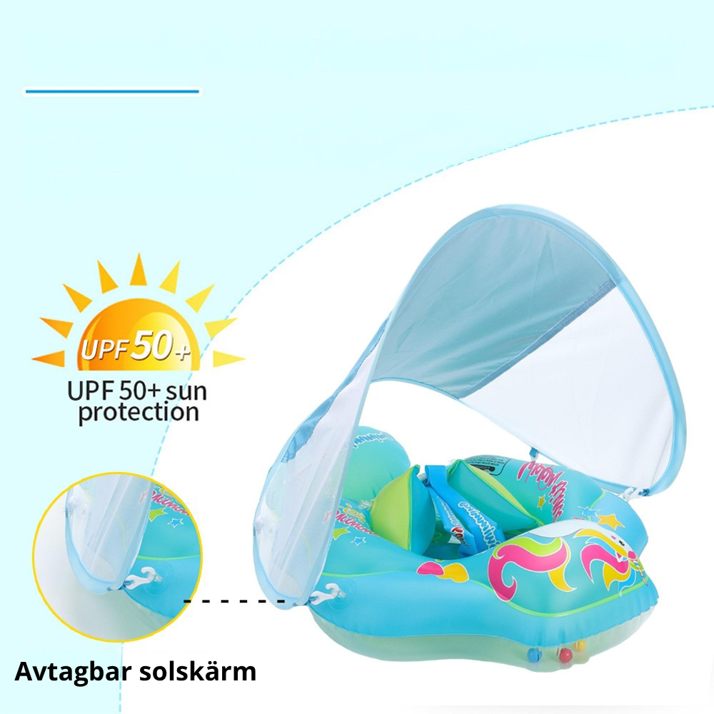 Sunny Float – Uppblåsbar Badring med Solskydd för Bebis