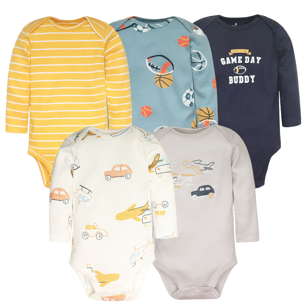 Play All Day Bodysuits – Set med 5 Långärmade Bodys för Barn