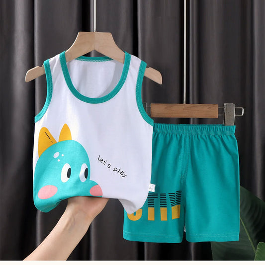 Playtime Gator – Turkos & Vitt Sommarset för Barn med Glad Alligator