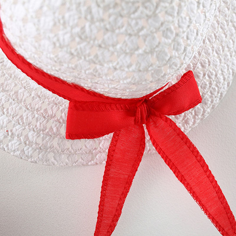 Somrig babyklänning med rosett & matchande hatt